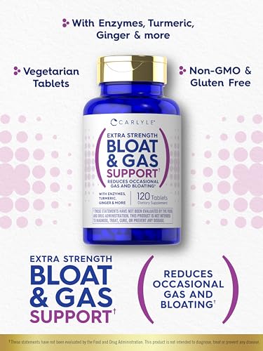 Carlyle Bloat & Gas Support for Men & Women | 120 Tablets | Extra Strength Pills | Supplement Carlyle Au supplements