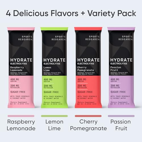 Sports Research Hydrate Electrolytes Powder Packets - Sugar-Free & Naturally Flavored Sports Research Au supplements