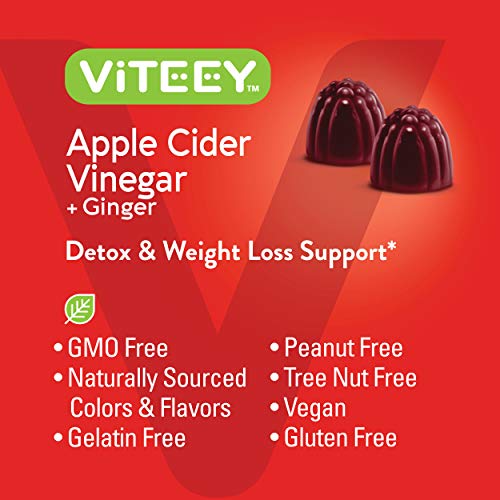 Apple Cider Vinegar Gummies 1,000mg Plus Ginger, ACV with The Mother, Detox Cleanse Viteey Au supplements