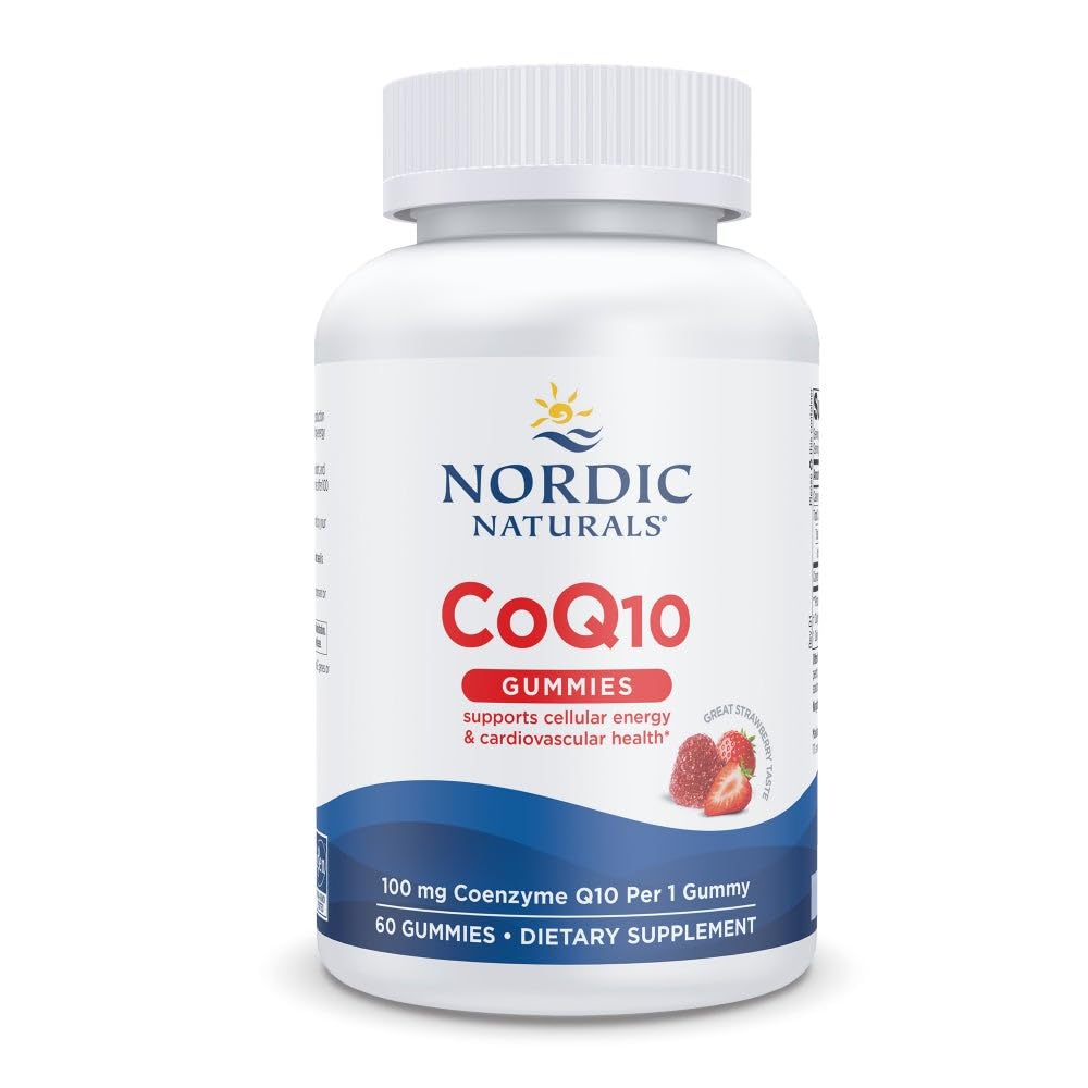 Nordic Naturals CoQ10 Gummies, Strawberry - 60 Gummies - 100 mg Coenzyme Q10 (CoQ10) - Great Taste - Heart Health, Cellular Energy Production, Antioxidant Support - Non-GMO, Vegan - 60 Servings Nordic Naturals Au supplements