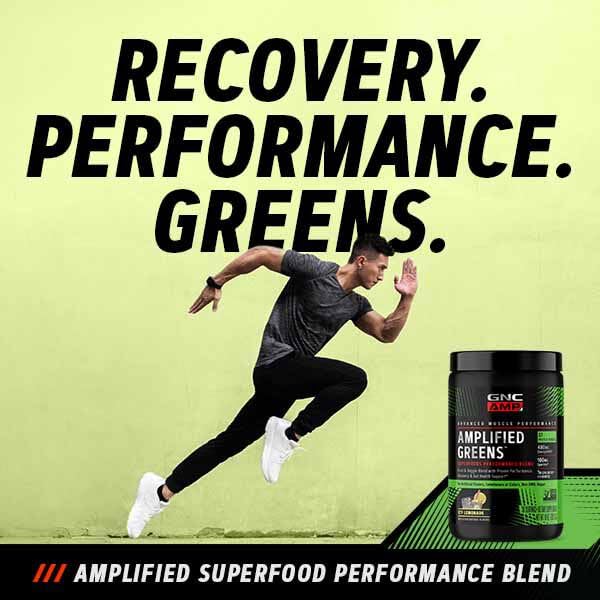 GNC AMP Amplified Greens Superfoods Performance Blend - Vegan Athlete Superfood Drink - Blueberry Pomegranate - 9.9 Oz (30 Servings) GNC Au supplements