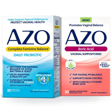 AZO Boric Acid Vaginal Suppositories (30 Count) + Complete Feminine Balance Daily Probiotics for Women AZO Au supplements