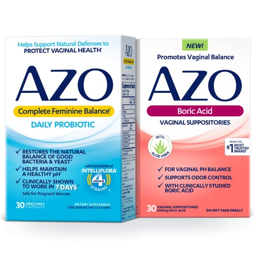 AZO Boric Acid Vaginal Suppositories (30 Count) + Complete Feminine Balance Daily Probiotics for Women AZO Au supplements