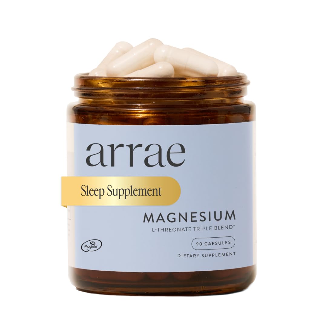 Arrae Magnesium Supplement, Magnesium Glycinate, Citrate & L-threonate, 250 mg, Support Mood, Sleep, Nerves, and Muscles,90 Capsules Arrae Au supplements