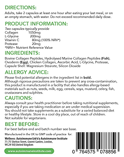 Advanced Collagen V2.Type I, II, III, V and X Hydrolysed Collagen Supplement with Vitamin C Autoimmune Institute Au supplements