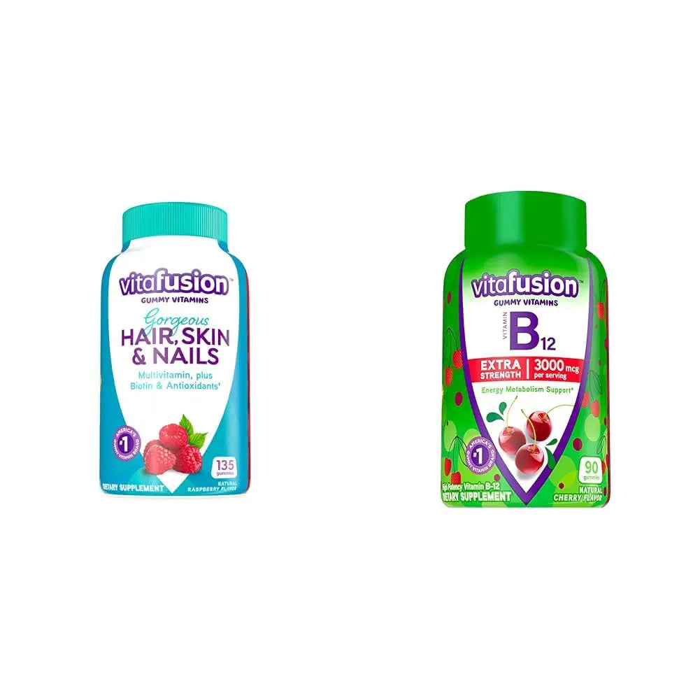 Vitafusion Gorgeous Hair, Skin & Nails Multivitamin Plus Biotin, Vitamin B12 Cherry Gummies for Energy Metabolism Support, 135ct & 90ct Vitafusion Au supplements