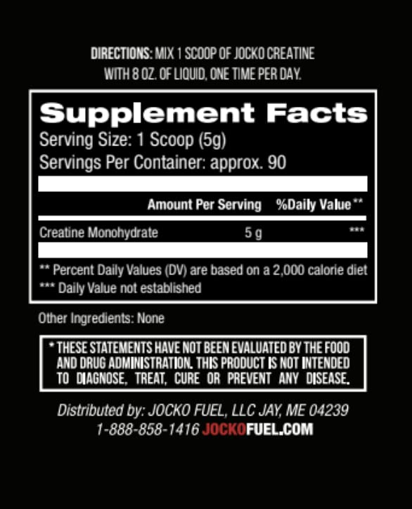 Jocko Fuel Creatine Monohydrate Powder - Creatine for Men & Women, Supplement for Athletic Performance & Muscle Health, 90 Servings 16 oz (Unflavored) (16 OZ JAR) Jocko Fuel Au supplements