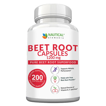 Beet Root Capsules - 1200mg Per Serving - 200 Beet Root Powder Capsules - Beetroot Nautical Elements Au supplements