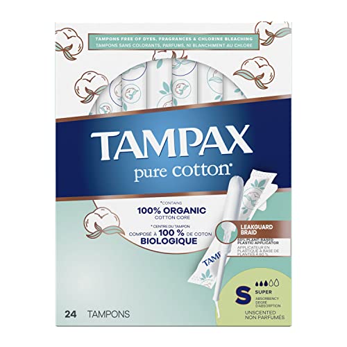 TAMPAX Pure 100% Organic Cotton Core Super Absorbency Tampons - 24 ct Tampax Au supplements