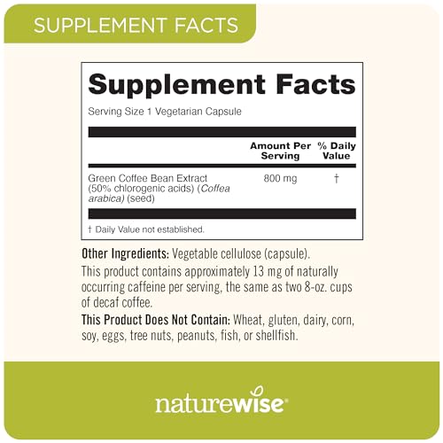 NatureWise Green Coffee Bean Extract - Pure Green Coffee Bean Capsules 800mg NatureWise Au supplements
