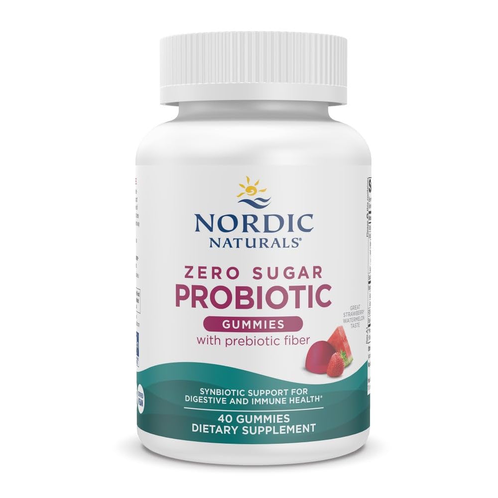 Nordic Naturals Zero Sugar Probiotic Gummies - Strawberry Watermelon Flavor - 40 Gummies - Supports Digestive Wellness & Immune Health - Non-GMO - Third Party Tested - Vegan - 20 Servings Nordic Naturals Au supplements