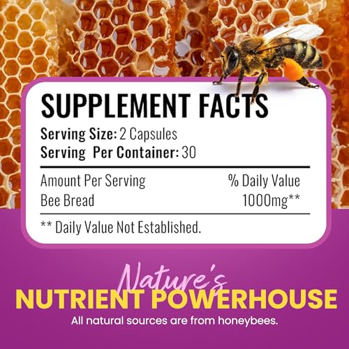 HONEYBEEZONE-Bee Bread Capsules – Nutrient-Rich Superfood for Energy Boost, Immune Support Supplement | Non-GMO, Gluten-Free, 60 Easy-to-Swallow Veggie Capsules HONEYBEEZONE Au supplements