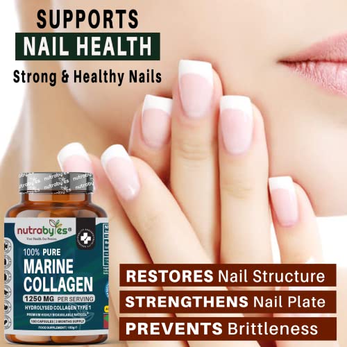 High Strength Marine Collagen Capsules - 1250mg Hydrolysed Collagen Supplement NUTRABYTES Au supplements