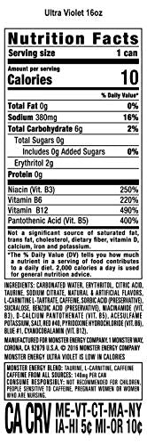Monster Energy Ultra Violet, Sugar Free Energy Drink, 16 Ounce (Pack of 15) Monster Energy Au supplements
