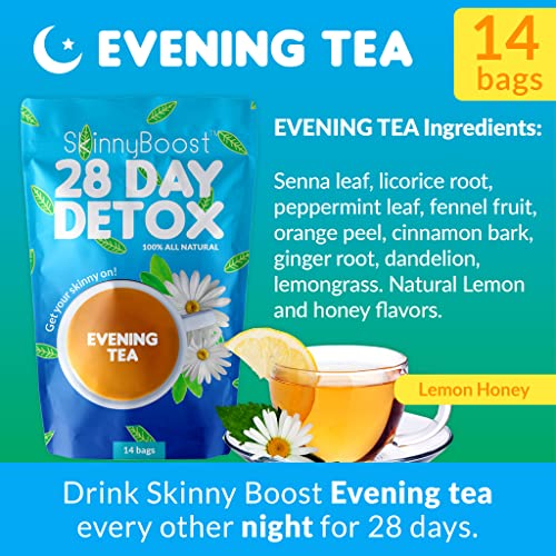 SkinnyBoost 28 Day Detox Tea Kit-1 Daytime (28 Bags) 1 Evening (14 Bags) Non GMO SkinnyBoost Au supplements