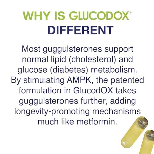 GlucodOX AMPK Activator Supplement – AMPK Enzyme, Metabolism Booster, Guggul Supplement for Body Management & Longevity – Vegan Metabolic Support - 30 Day Supply (60 Capsules) GlucodOX Au supplements