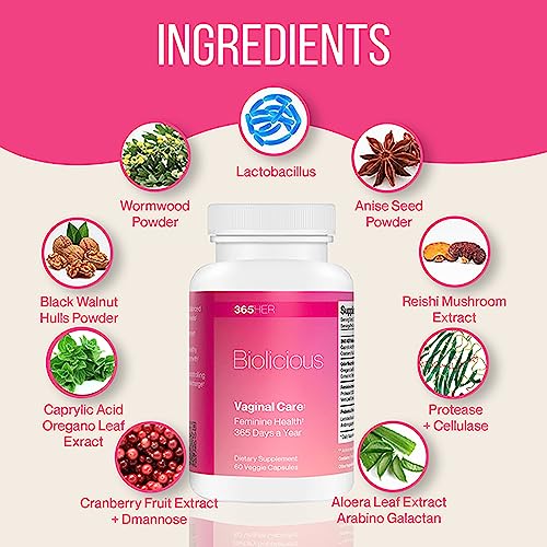 365 HER Biolicious Natural Vaginal Care Supplement (60 Capsules) | Neutralizes Odor and Reduces Discharge 365 HER Au supplements