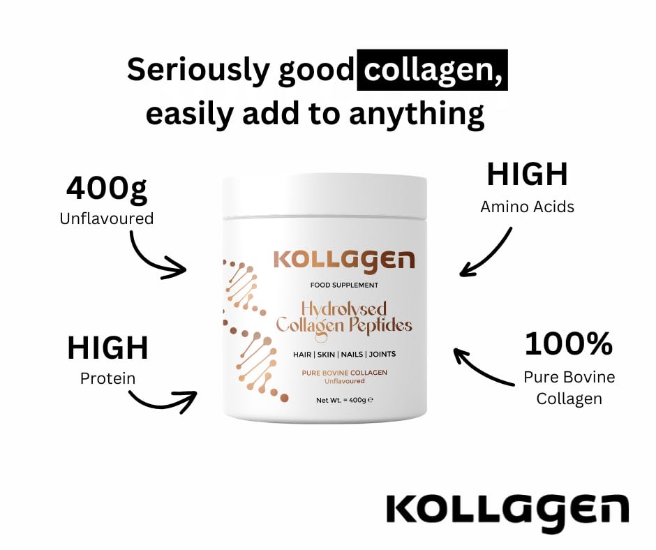100% Pure Collagen Peptides Powder 400g Kollagen: Hydrolysed Bovine Collagen Peptides (Type 1) My Store Au supplements