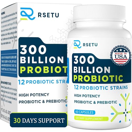 Probiotics for Women Men: 300 Billion CFU Probiotic High Potency + 12 Strains Organic RSETU Au supplements