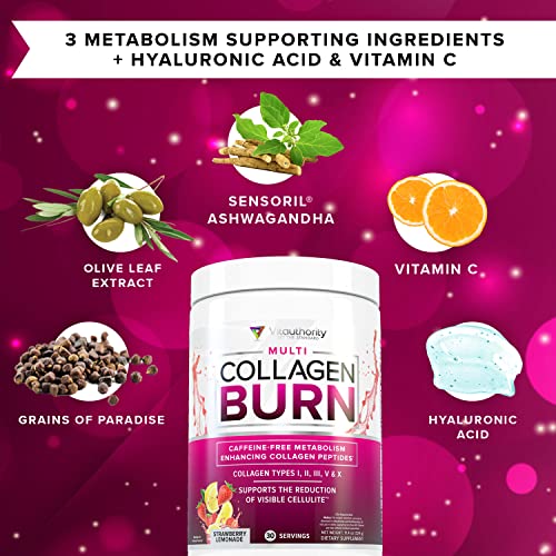 Multi Collagen Burn: Multi-Type Hydrolyzed Collagen Protein Peptides with Hyaluronic Acid Vitauthority Au supplements