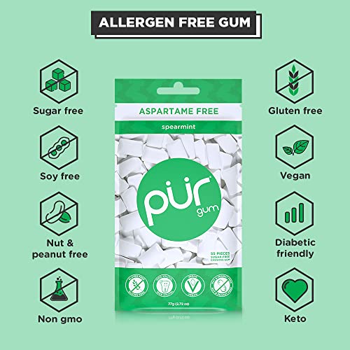 PUR Gum | Aspartame Free Chewing Gum | 100% Xylitol | Natural Spearmint Flavored Gum PUR Au supplements