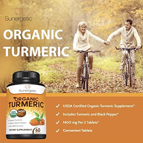 USDA Certified Organic Turmeric Supplement – Includes Organic Turmeric & Organic Black Sunergetic Au supplements
