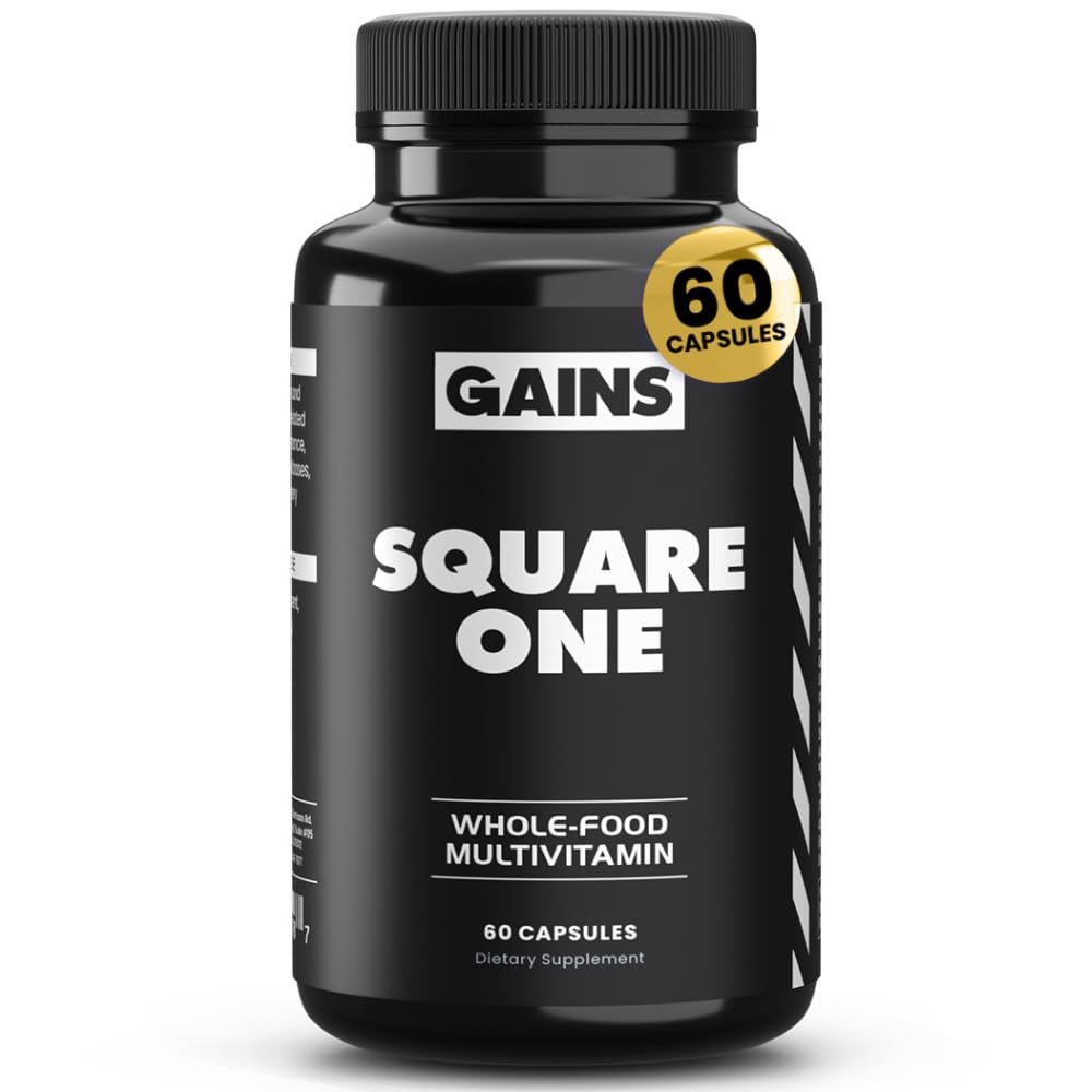 Gains in Bulk Square 1 Multivitamin and Mineral Supplement for Women and Men, Vitamins, Digestive Enzymes and Organic Minerals for Muscle Health, Performance and Immune Support, 90 Capsules GAINS IN BULK GAINSINBULK.COM Au supplements