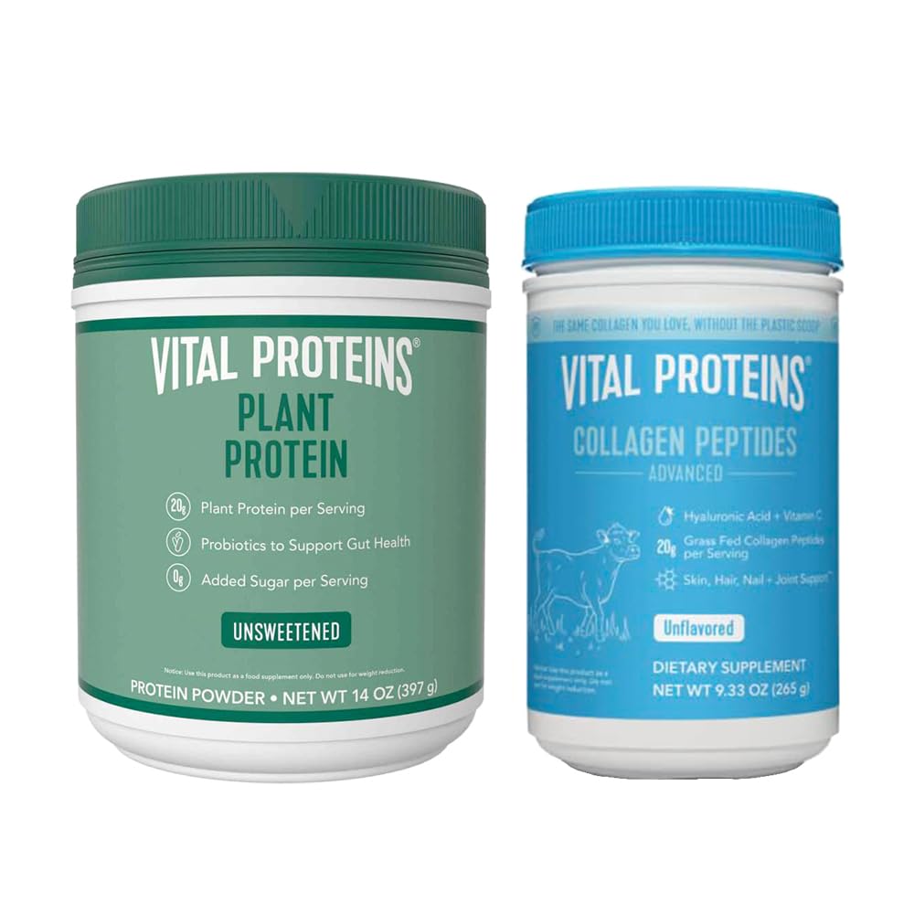 Vital Proteins Collagen Peptides Powder, 9.33 oz Unflavored + 14 oz Unsweetened Plant Vital Proteins Au supplements