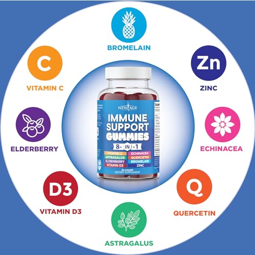 NEW AGE 8 in 1 Immune Support Booster Supplement with Elderberry, Vitamin C NEW AGE Au supplements