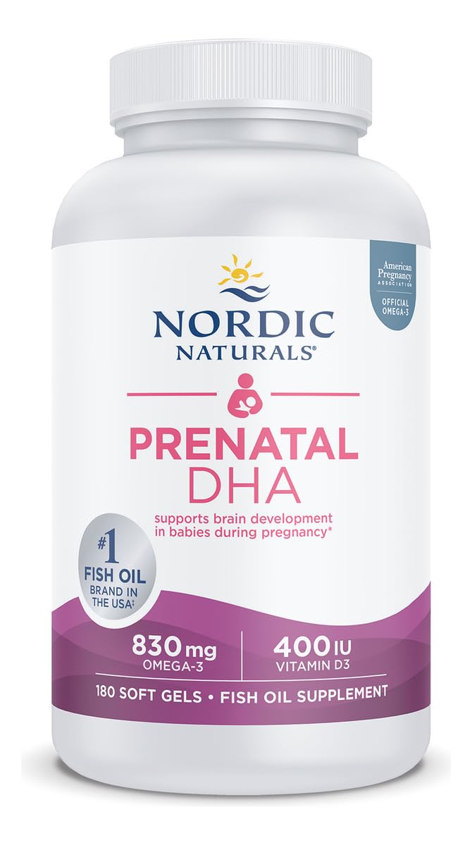 Nordic Naturals Prenatal DHA, Unflavored - 180 Soft Gels - 830 mg Omega-3 + 400 IU Vitamin D3 - Supports Brain Development in Babies During Pregnancy & Lactation - Non-GMO - 90 Servings Nordic Naturals Au supplements