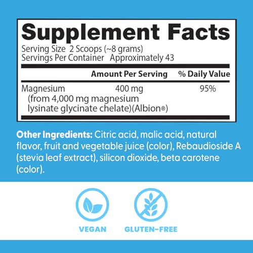 Doctors Best High Absorption Magnesium Powder Lysinate Glycinate 100% Chelated, Muscle Relaxation & Sleep Support, Gluten Free, Vegan, 100% Chelated Net Wt. 12.1 oz (340 Grams), Fruit Punch Flavor Doctor's BEST Au supplements