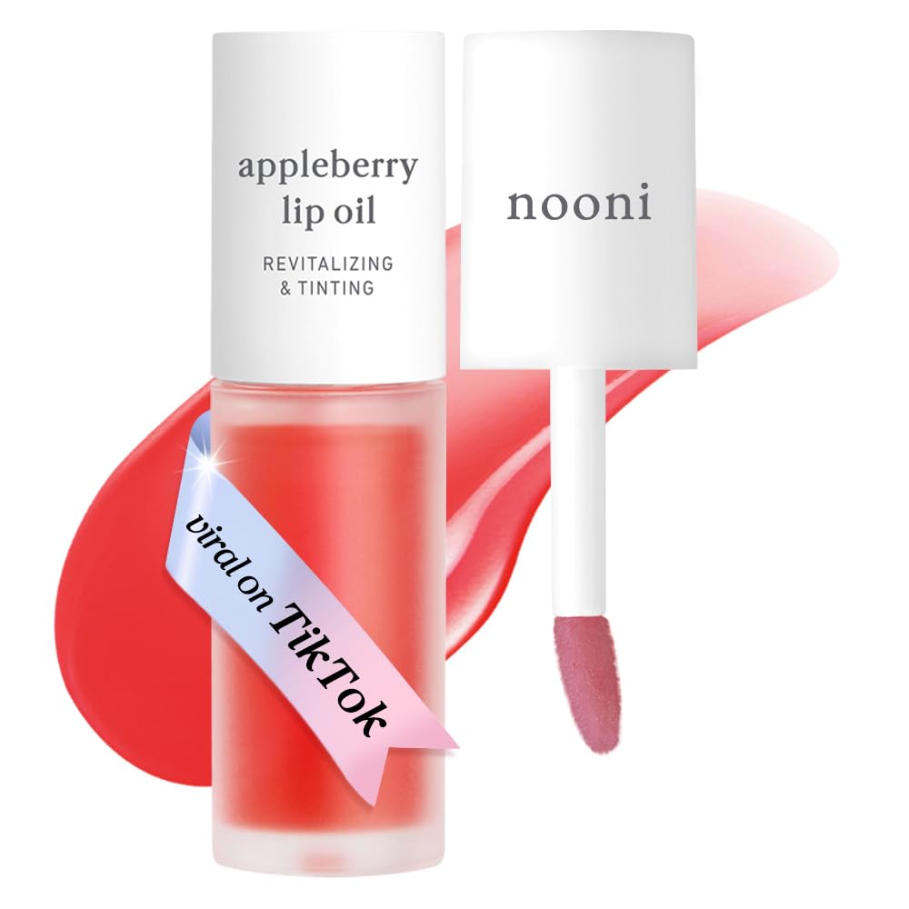 NOONI Korean Lip Oil - Appleberry | Long-Lasting, Moisturizing, Plumping, Revitalizing for Dry Lips, Waterproof, No Peel Off, Hydrating, Nourishing Crystal Clear, Stocking Stuffers, 0.12 FL Oz NOONI Au supplements