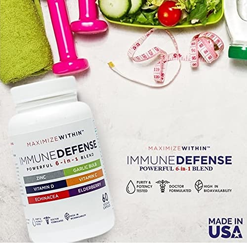 Maximum Slim Powerful 6-in-1 Immune Support Supplement with Zinc, Vitamin C, Elderberry, Vitamin D, Echinacea, & Garlic, 60 Count Maximum Slim Au supplements