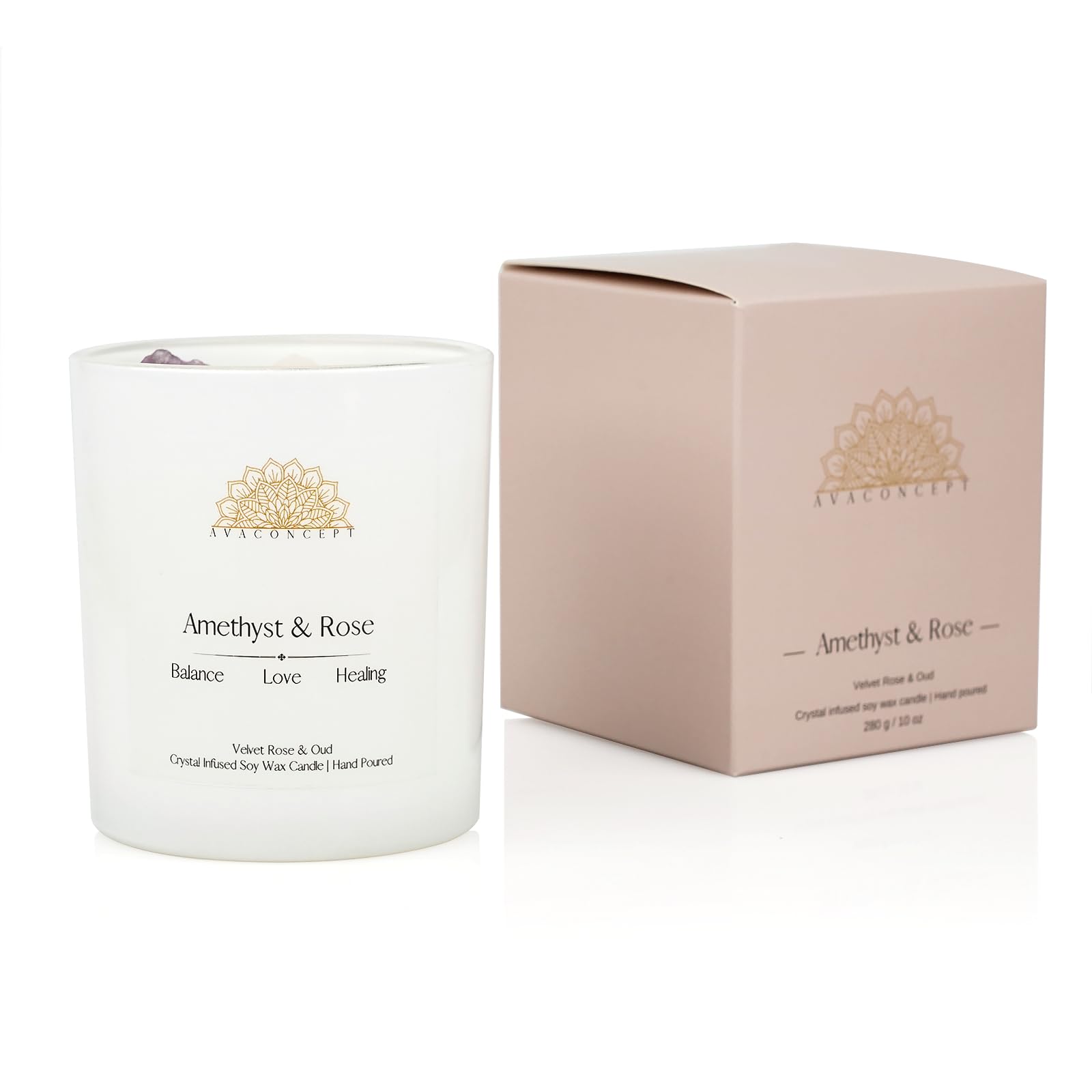 Ava Concept Scented Crystal Candle 10 oz jar Candle (Velvet Rose & Oud) ava concept Au supplements