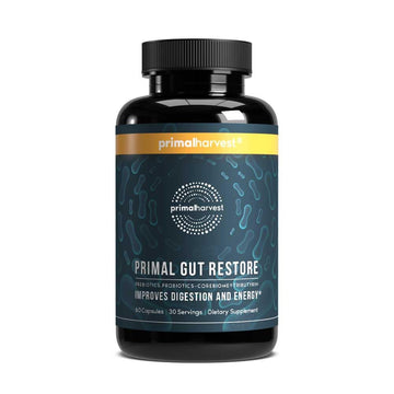 Primal Harvest Restore for Gut Health, Primal Gut Restore w/POSTbiotics, PREbiotics and PRObiotics for Women and Men, 60 CT - Digestion, Colon Cleanse, Immunity Support - Helps Leaky Gut Repair Primal Harvest Au supplements