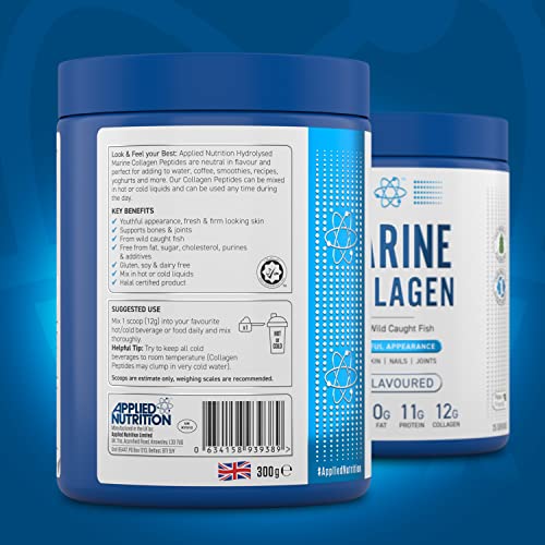 Applied Nutrition Marine Hydrolysed Collagen Powder from Wild Salmon - Protein for Health, Skin, Hair, Nails, Bones, Muscle & Joints Applied NutritionUS supplements