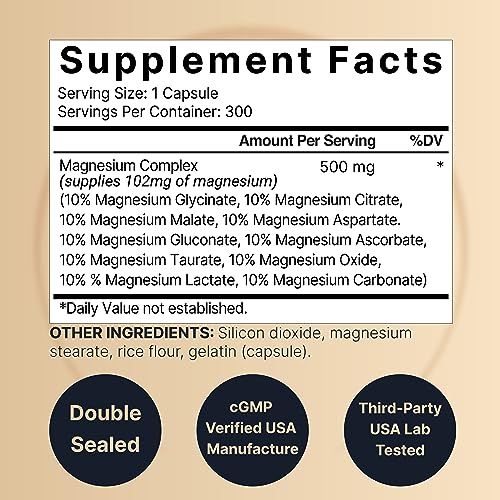 NatureBell Magnesium Complex Supplement 500mg, 300 Capsules | 10 Active Forms NatureBell Au supplements