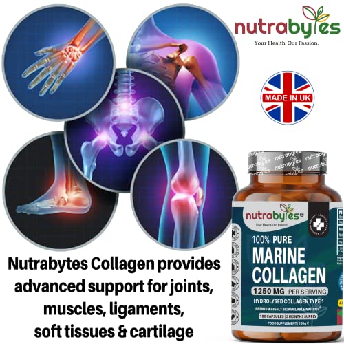 High Strength Marine Collagen Capsules - 1250mg Hydrolysed Collagen Supplement NUTRABYTES Au supplements