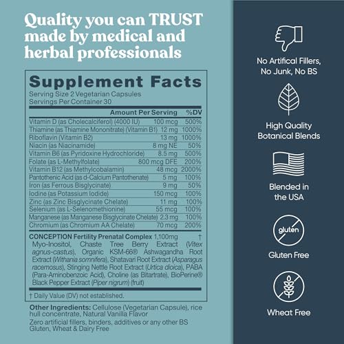 Conception Fertility Supplements for Women – Prenatal Vitamins – Promote Hormone Balance Eu Natural Au supplements