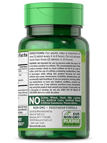 Caffeine Pills | 220mg | 120 Count | with Green Tea Extract | Vegetarian, Non-GMO & Gluten Nature's Truth Au supplements