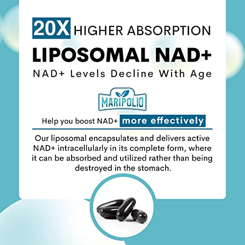 Liposomal NAD+ Supplement 1000 mg | Highest NAD Pontecy | Max Absorption | Pure NAD Maripolio Au supplements