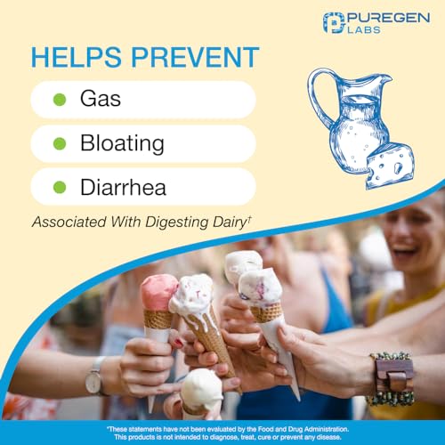Puregen Labs Dairy Relief Natural Fast Acting Lactase Enzyme 3000 FCC, Lactose Intoleran P Puregen Labs Au supplements