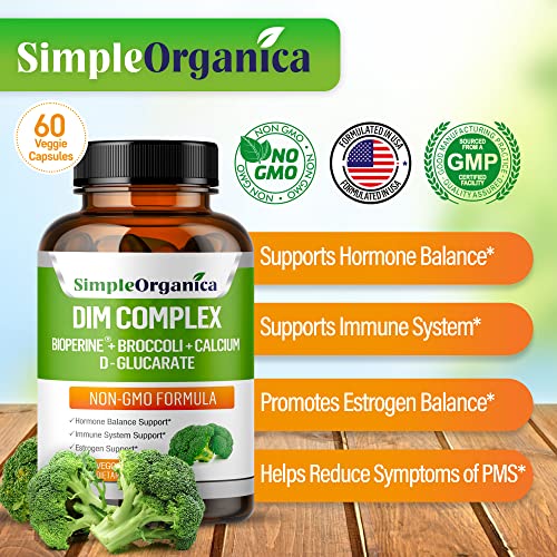 Simple Organica DIM Supplement for Women and Men 300mg with BioPerine, Broccoli Simple Organica Au supplements