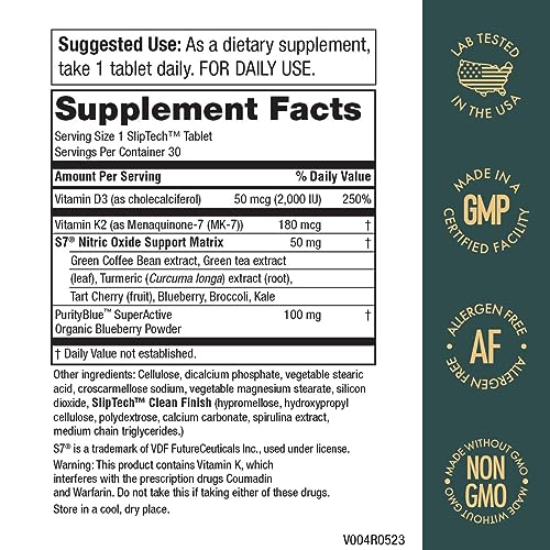 Purity Products Artery Pill Core from MK-7 Vitamin K2, Plant-Based S7 Nitric Oxide Booster Purity Products Au supplements