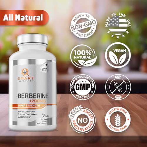 Premium Berberine HCL 1200mg- 180 Vegan Capsules, 100% Pure Berberin Smart Nutra Labs Au supplements