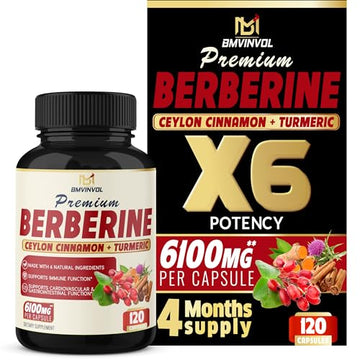 BMVINVOL Premium Berberine HCl 6-in1 Equivalent 6100mg - 120 Capsules - Plus Ceylon BMVINVOL Au supplements