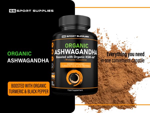 Organic Ashwagandha Capsules 1200mg Boosted with 100mg of Organic KSM-66 SS Sport Supplies Au supplements
