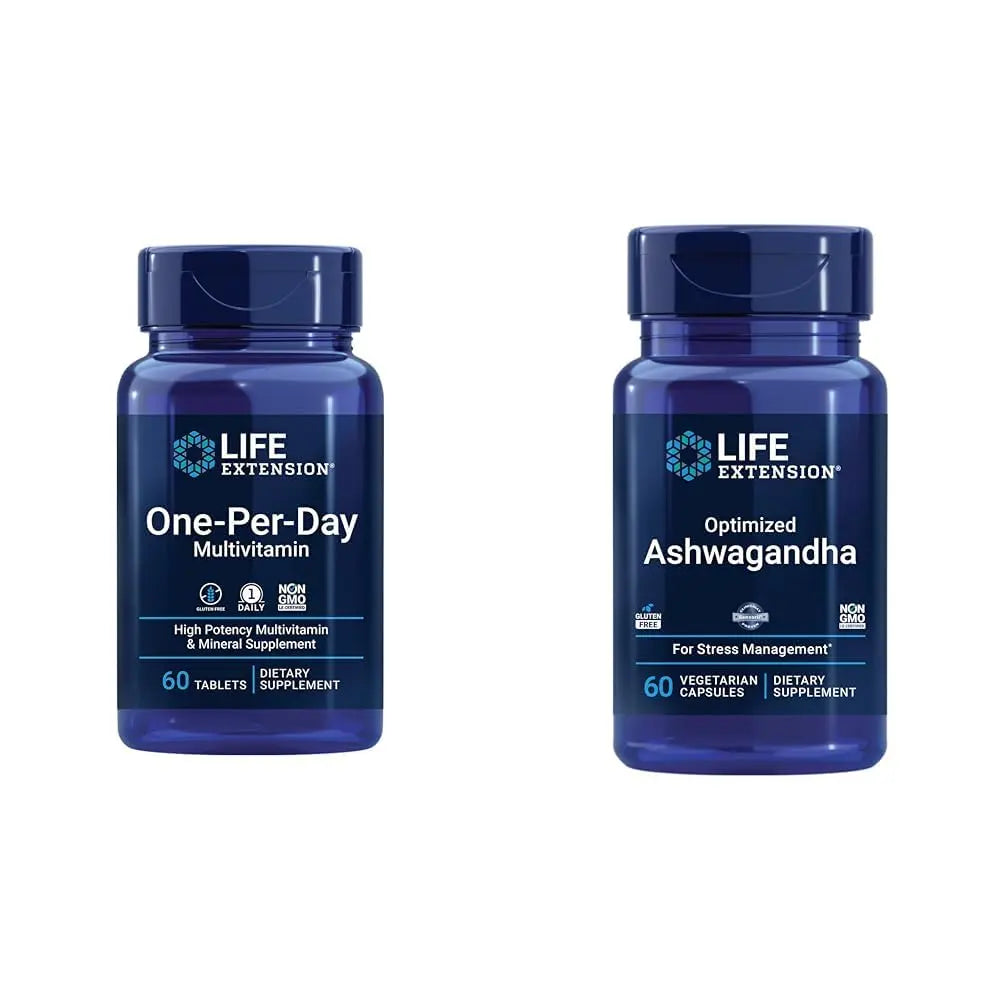 Life Extension One-Per-Day Multivitamin 60 Tablets and Optimized Ashwagandha 60 Capsules Bundle Life Extension Au supplements