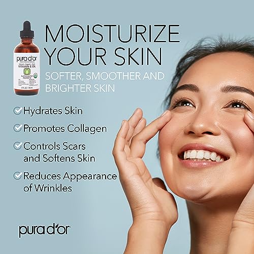 PURA D'OR 4 Oz ORGANIC Vitamin E Oil Blend 70,000 IU - 100% Natural Hexane Free, Sweet Almond PURA D'OR Au supplements
