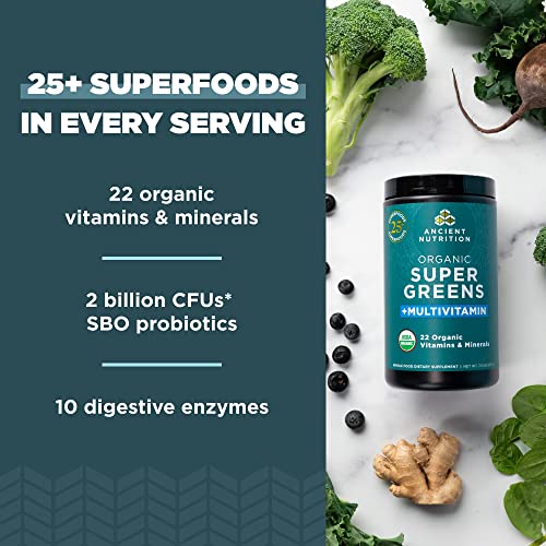 Ancient Nutrition Organic SuperGreens and Multivitamin Powder with Probiotics Ancient Nutrition Au supplements
